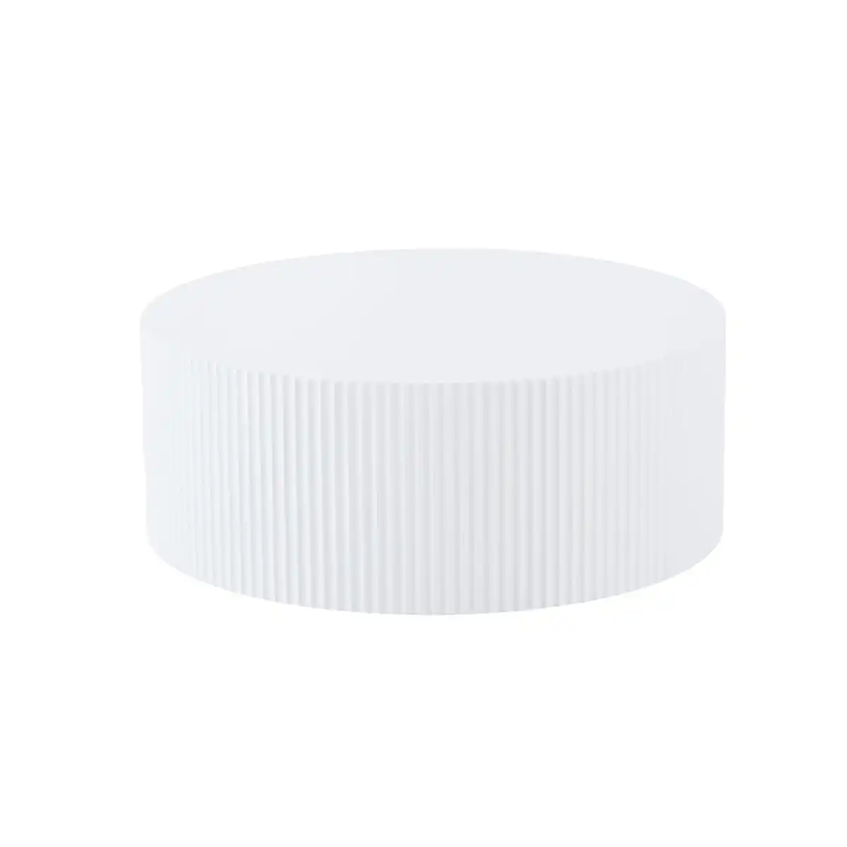 35.43'' Round Coffee Table for Living Room, Modern Wood Circle Tea Table, Minimalist Circular Drum Fluted Coffee Table, Unique Side Table End Table for Living Room, Apartment, White - Image 6