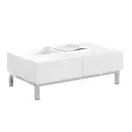 AMERLIFE High Gloss Electroplated Coffee Table, 40" Wide Modern Minimalist Center Table with 2 Magnetic Storage Drawers, Rectangular Simple Cocktail Table for Living Room, Waiting Area, Office, White - Image 9