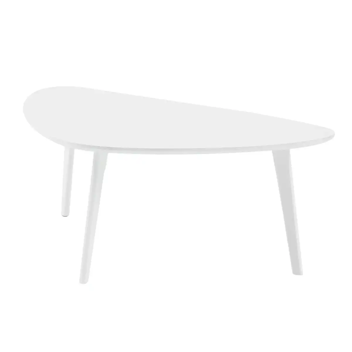 Small Oval Coffee Table Wood Mid Century Modern Coffee Tables Minimalist Farmhouse Style Chic for Living Room,Natural Wooden Texture,Unique Triangle Tabletop,Oak Leg,White 38.5" - Image 9