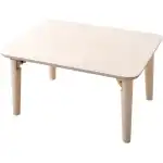 EMOOR Wood Folding Coffee Table Rectangle Small (17.7"x23.6") White, Floor Sitting Low Table Small Space Minimalist Japanese Tatami Room