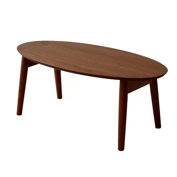 EMOOR Wood Folding Coffee Table Oval (35.4"x16.9") Walnut, Floor Sitting Low Table Small Space Minimalist Japanese Tatami Room