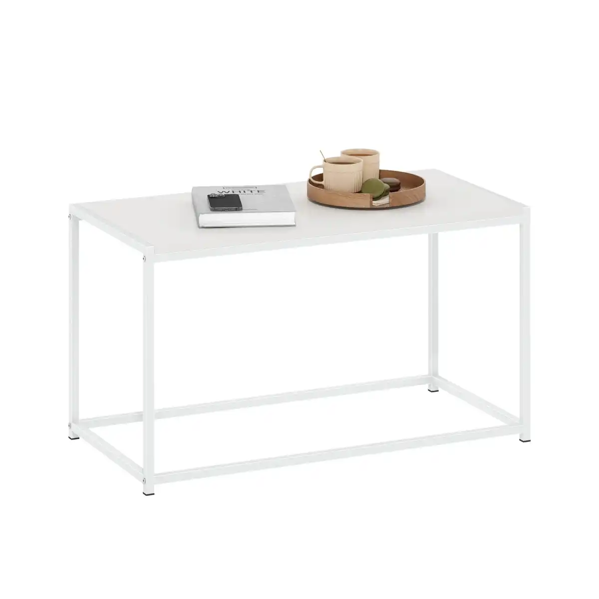 Furinno Camnus Modern Living Coffee Table, Solid White/White - Image 5