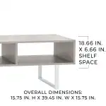 ClosetMaid 4962 Rectangular Wood Coffee Table with Storage Shelves, Taupe - Image 5
