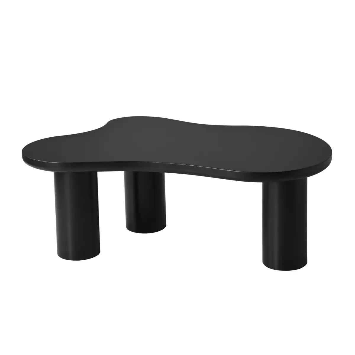 Merax 44" Cloud-Shaped Wooden Coffee Table Cream Style CenterTable with 3 Thick Legs,Minimalist Irregular EndTable - Image 7