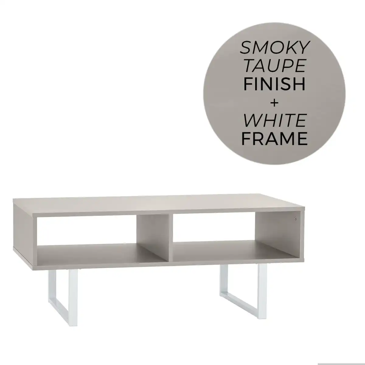 ClosetMaid 4962 Rectangular Wood Coffee Table with Storage Shelves, Taupe - Image 6