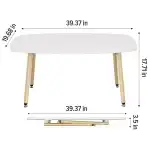 WOHOMO Folding Coffee Table 39.3'' White Coffee Tables for Living Room Portable Simple Modern Rectangular Center Table for Small Spaces, No Assembly, White-Htp - Image 2