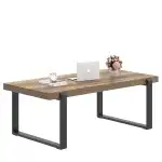 FOLUBAN Rustic Coffee Table, Modern Wood and Metal Industrial Center Table for Living Room, 47 Inch Oak - Image 8