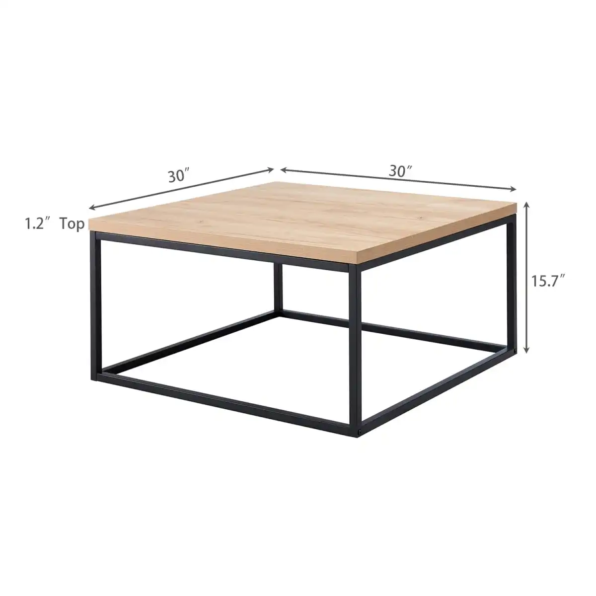 CENSI 30-Inch Natural Oak Square Coffee Table Ottoman for Living Room, Mid-Century Modern, Light Wood - Image 7