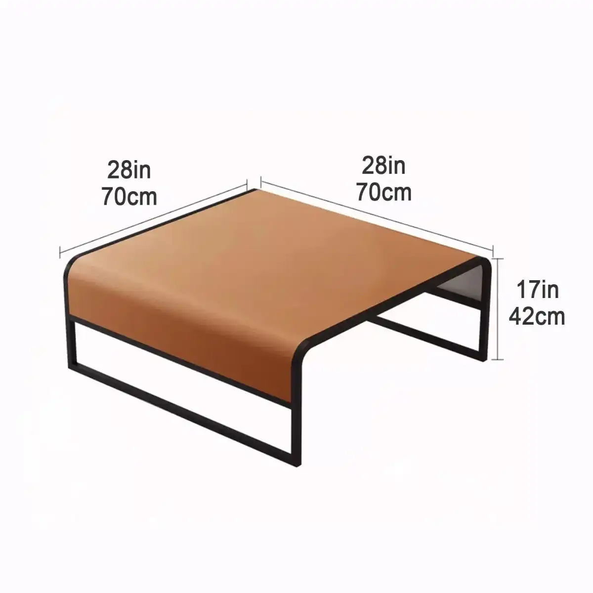 POLGDW Modern Square Coffee Table, Minimalist Metal Side Tables, Sturdy and Requires No Assembly, Accent Furniture for Living Room, Small Spaces, Bedroom, Office (Color : Brown) - Image 2