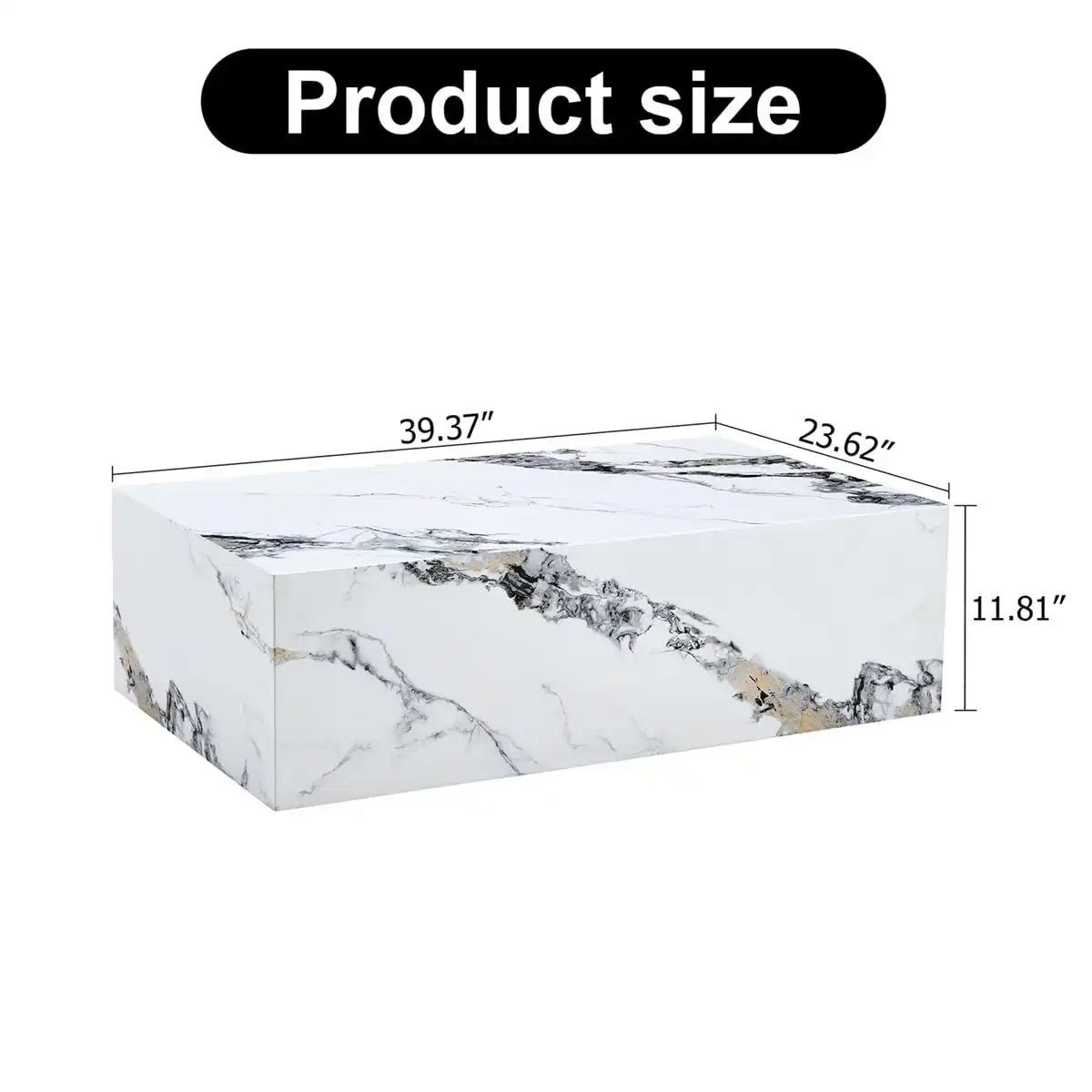 Coffee Table Set for 3, Living Room Table Set, White Faux Marble Coffee Table and Side Table, Modern Coffee Table Set, Center Table Set, No Assembly Required - Ready to Use - Image 3