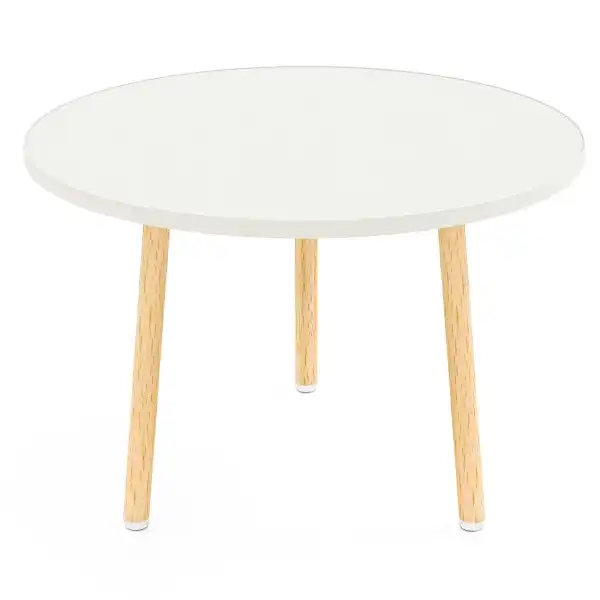 Funecy Round Coffee Table Low Table with 3 Solid Wood Sturdy Legs, Floor Table Desk for Sitting on The Floor, Storage and Living Room Furniture (White)