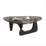 EASYSOUL Modern Glass Coffee Table, 32.68" D x 22.44" W x 15.75" H, Abstract Round Tea Tables for Living Room Home Office Industrial Cocktail Tables (Black-Gray Glass, 32.68") - Image 9