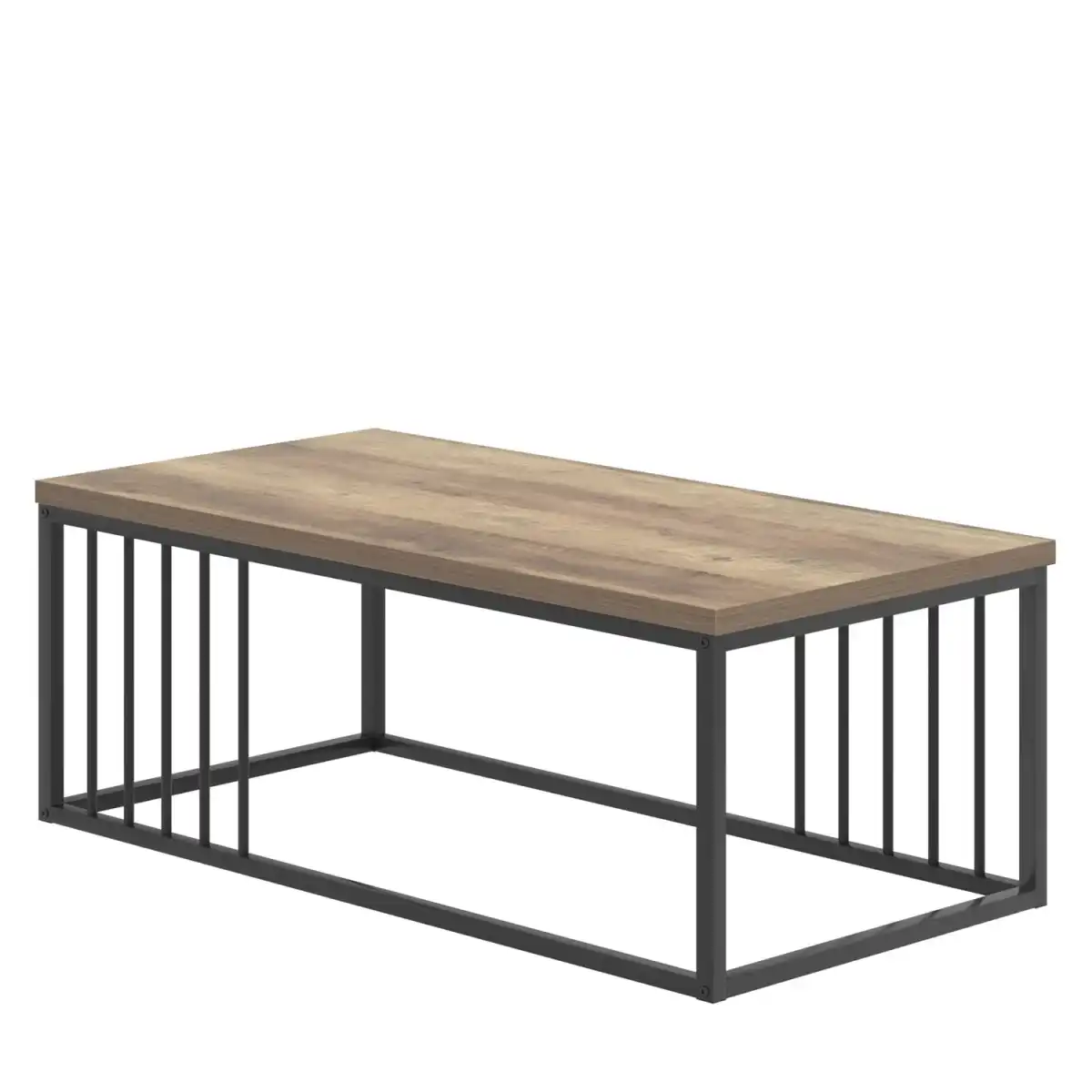 FOLUBAN Modern Coffee Table, Minimalist Wood and Metal Center Table for Living Room, Rustic Oak, 43.3 Inch - Image 9