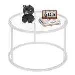 Glass Coffee Table Modern Center Table,Minimalist Coffee Table Sofa Side Tea Table for Living Room,Tempered Glass-top with Sturdy Metal Frame, Easy Assembly, 27 x 27 x 17 Inch,White - Image 7