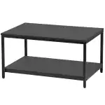ZenStyle Industrial Coffee Table with Storage Shelf for Living Room, Wood Look Accent Furniture with Vintage Wooden Board Stable Metal Frame Cocktail Table 2-Tier Tea Table - Image 6