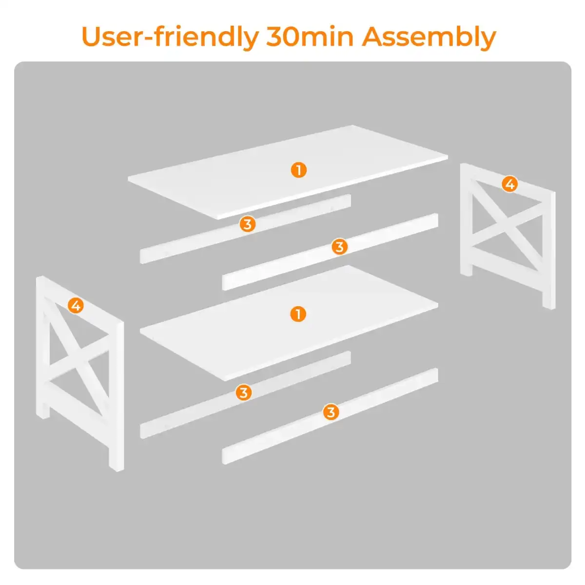 Yaheetech Wood 2-Tier White Coffee Table with Storage Shelf for Living Room, X Design Accent Cocktail Table, Simple Design Home Furniture, 39.5 x 20 x 18 Inches - Image 9