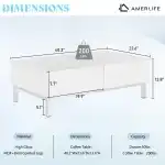 AMERLIFE High Gloss Electroplated Coffee Table, 40" Wide Modern Minimalist Center Table with 2 Magnetic Storage Drawers, Rectangular Simple Cocktail Table for Living Room, Waiting Area, Office, White - Image 2