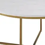 Walker Edison Modern Glam Round Accent Faux White Marble Coffee Table with Gold X-Base, 36 Inch - Image 6