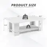 Tangkula 2-Tier Coffee Table, Modern Rectangular Center Cocktail Table with 5 Support Legs, Wooden Accent Living Room Furniture, Small Coffee Table for Small Spaces, Easy Assembly (White) - Image 5