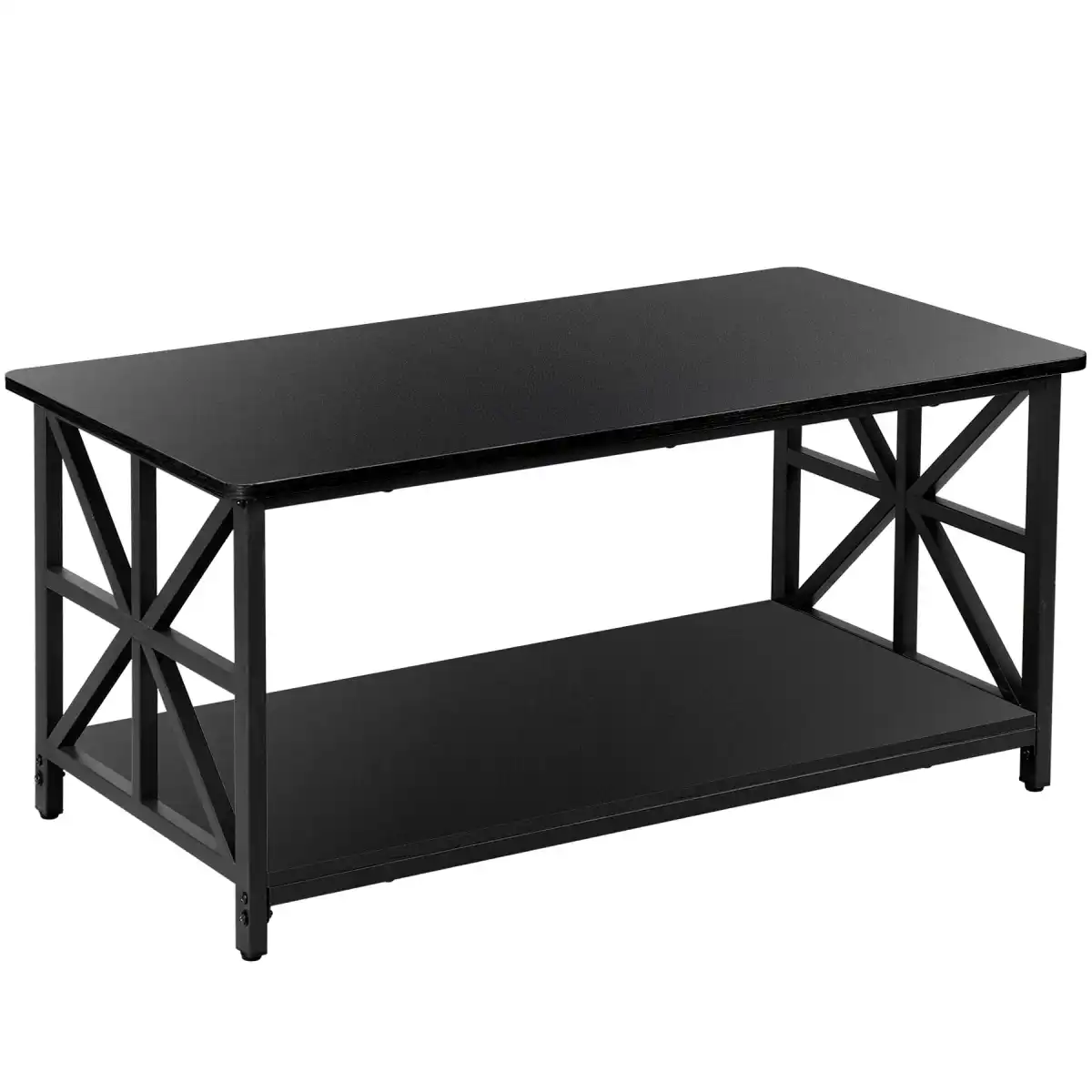 Epetlover 2-Tier Coffee Table for Living Room Industrial Modern Central Table with Wooden Tabletop Metal Frame Storage Shelf Accent Furniture for Home Office, Black - Image 8