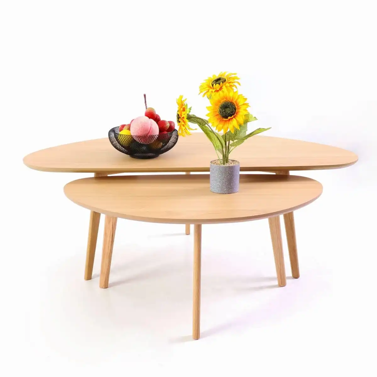 FIRMINANA Small Oval Coffee Table Mid Century Modern for Living Room Center Minimalist Display Coffe Table,Nature Wood,18.9" D x 33.47" W 15.75" H - Image 6