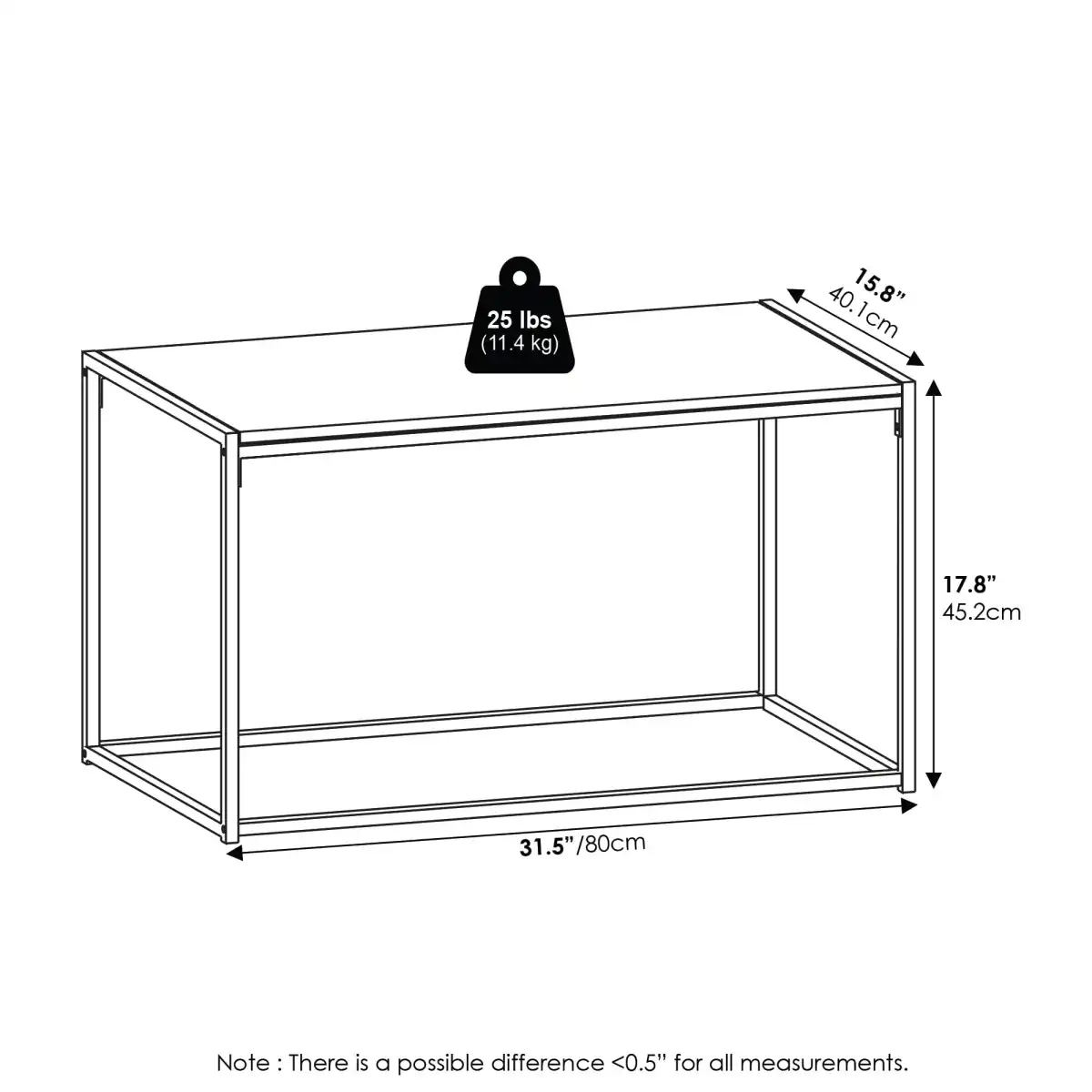 Furinno Camnus Modern Living Coffee Table, Solid White/White - Image 2