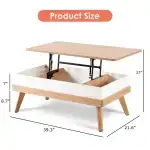 Bidiso Lift Top Coffee Center Table with Hidden Storage Compartment, Easy-to-Assembly , Dining Table for Living Room Reception/Home Office, Oak - Image 8