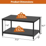ZenStyle Industrial Coffee Table with Storage Shelf for Living Room, Wood Look Accent Furniture with Vintage Wooden Board Stable Metal Frame Cocktail Table 2-Tier Tea Table - Image 4