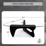 Coffee Table - Triangle Glass Coffee Table with Solid Wood Base Minimalist Modern Design Mid-Century Vintage End Table for Living Room Patio Study, 32.3  22.9  15.8 - Image 2