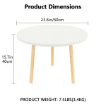 Funecy Round Coffee Table Low Table with 3 Solid Wood Sturdy Legs, Floor Table Desk for Sitting on The Floor, Storage and Living Room Furniture (White) - Image 2