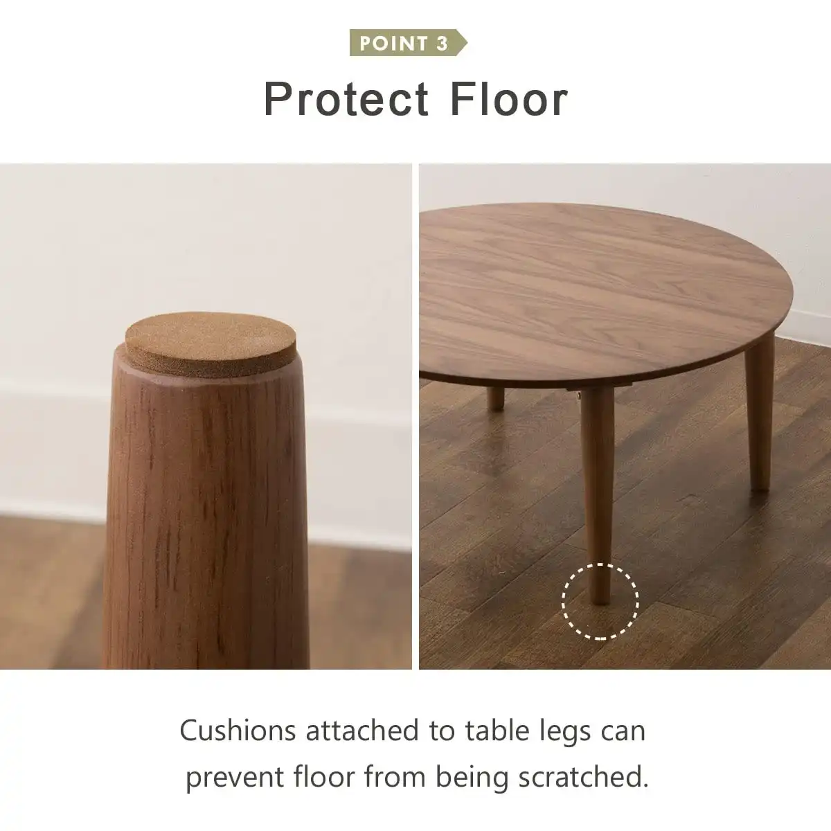 EMOOR Wood Folding Coffee Table Rectangle Small (17.7"x23.6") White, Floor Sitting Low Table Small Space Minimalist Japanese Tatami Room - Image 4