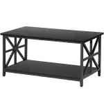 Epetlover 2-Tier Coffee Table for Living Room Industrial Modern Central Table with Wooden Tabletop Metal Frame Storage Shelf Accent Furniture for Home Office, Black - Image 9