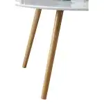 Convenience Concepts Oslo Round Coffee Table - Mid-Century Modern Minimalist Design, Glossy White Top, Solid Wood Legs, Easy 2-Step Assembly, White - Image 4