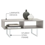 ClosetMaid 4962 Rectangular Wood Coffee Table with Storage Shelves, Taupe - Image 3