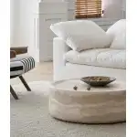 Ball & Cast 35.43" Round Coffee Table,Faux Travertine Textured Accent CoffeeTable for Living Room,Modern Minimalist Low Circle Center Table Side Table for Apartment,Office,Marble - Image 5
