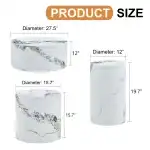 3 Piece Coffee Table Set of 3, Round Coffee Table and End Table Sets with Faux Marble Cylinder, Mordern Coffee Tables and Side Table Set for Living Room Apartment Office, No Assembling, White X 3 - Image 3