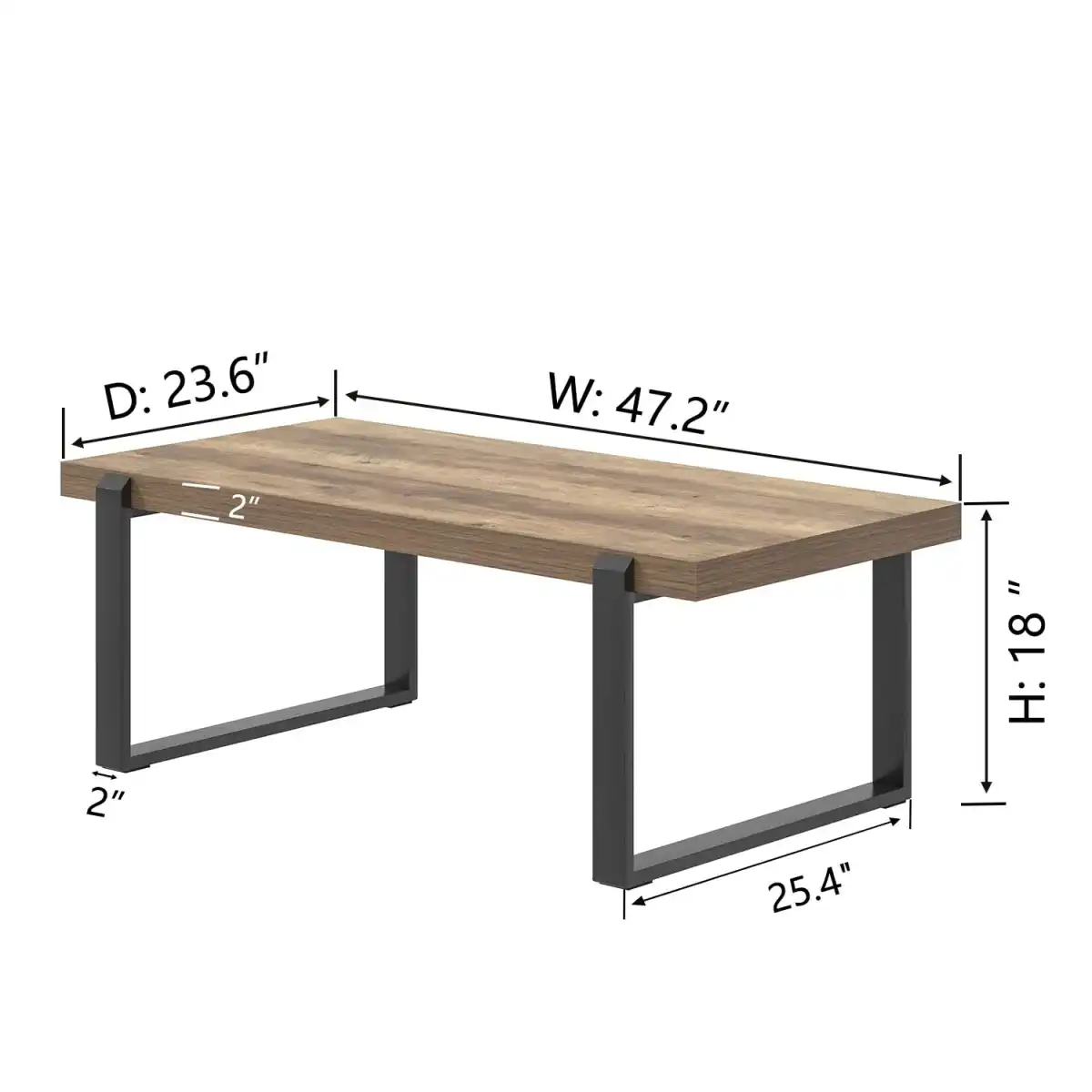 FOLUBAN Rustic Coffee Table, Modern Wood and Metal Industrial Center Table for Living Room, 47 Inch Oak - Image 4