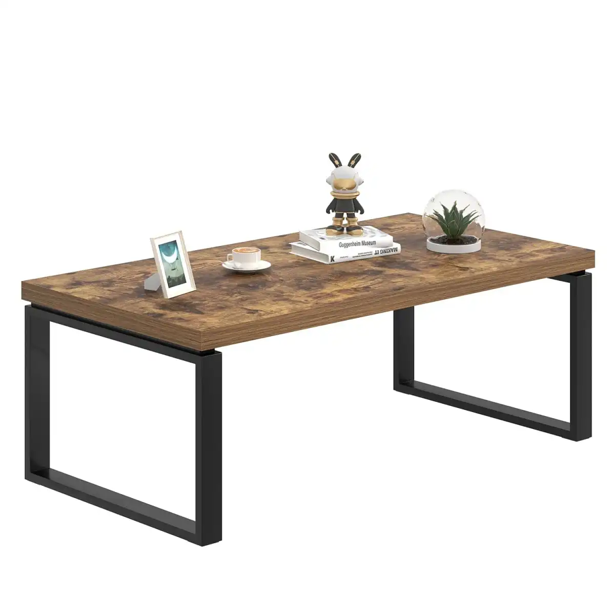 EXCEFUR Modern Coffee Table, Industrial Wood and Metal Center Table for Living Room, Rectangle Cocktail Tea Table for Home Office, Rustic Brown, 47 Inch - Image 8