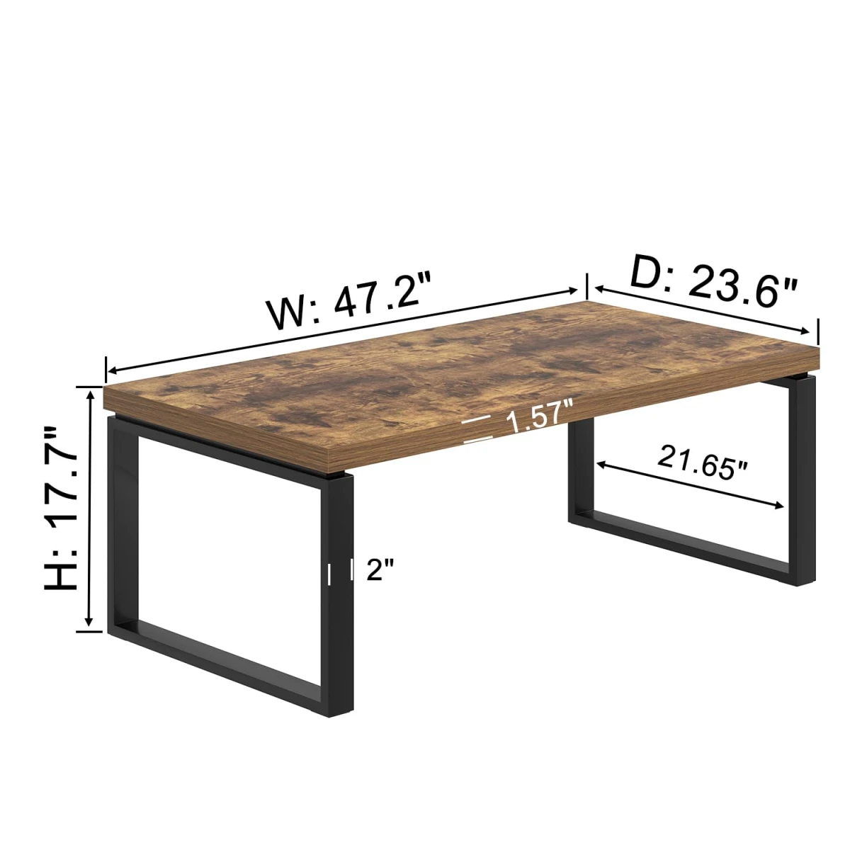 EXCEFUR Modern Coffee Table, Industrial Wood and Metal Center Table for Living Room, Rectangle Cocktail Tea Table for Home Office, Rustic Brown, 47 Inch - Image 4