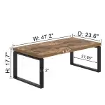 EXCEFUR Modern Coffee Table, Industrial Wood and Metal Center Table for Living Room, Rectangle Cocktail Tea Table for Home Office, Rustic Brown, 47 Inch - Image 4