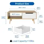 Cozy Castle Modern Wooden Coffee Table with Storage, Minimalist Hallway Mid Century Cocktail Table for Living Room Apartment Reception, Oak - Image 3