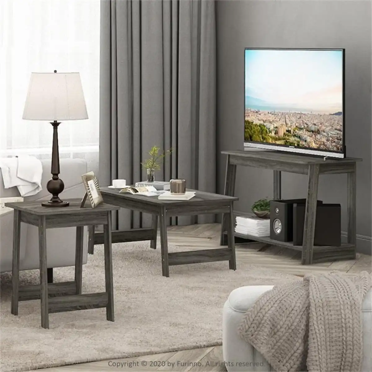 Furinno Beginning Coffee Table, French Oak Grey , 19.45D x 35.59W x 15.63H in - Image 2