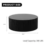 YSJZYBF Round Coffee Table, 35.43" Modern Minimalist Center Table Tea Table with Relief Design for Living Room Apartment Small Space (Matt Black) - Image 2