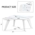 NicBex Coffee Tables for Living Room with Modern Minimalist White Imitation Marble Table Top Cloud Shape Small Coffee Table for Living Rooms, Bedrooms, Lounges, White - Image 3