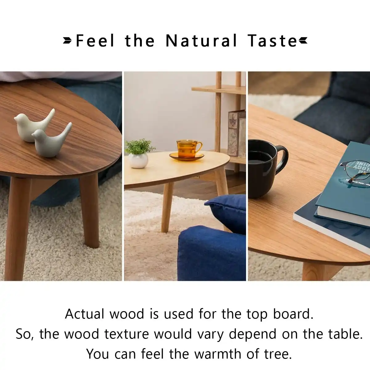 EMOOR Wood Folding Coffee Table Oval (35.4"x16.9") Walnut, Floor Sitting Low Table Small Space Minimalist Japanese Tatami Room - Image 3