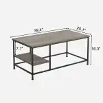 SENIG Grey Oak Rectangle Wood and Metal Coffee Table with Storage Shelf for Small Living Rooms with Shelf - Image 6