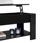 Topeakmart Minimalist Design Lift Top Coffee Table w/Hidden Compartment and Storage Shelf for Living Room Reception Room Office, Black - Image 8