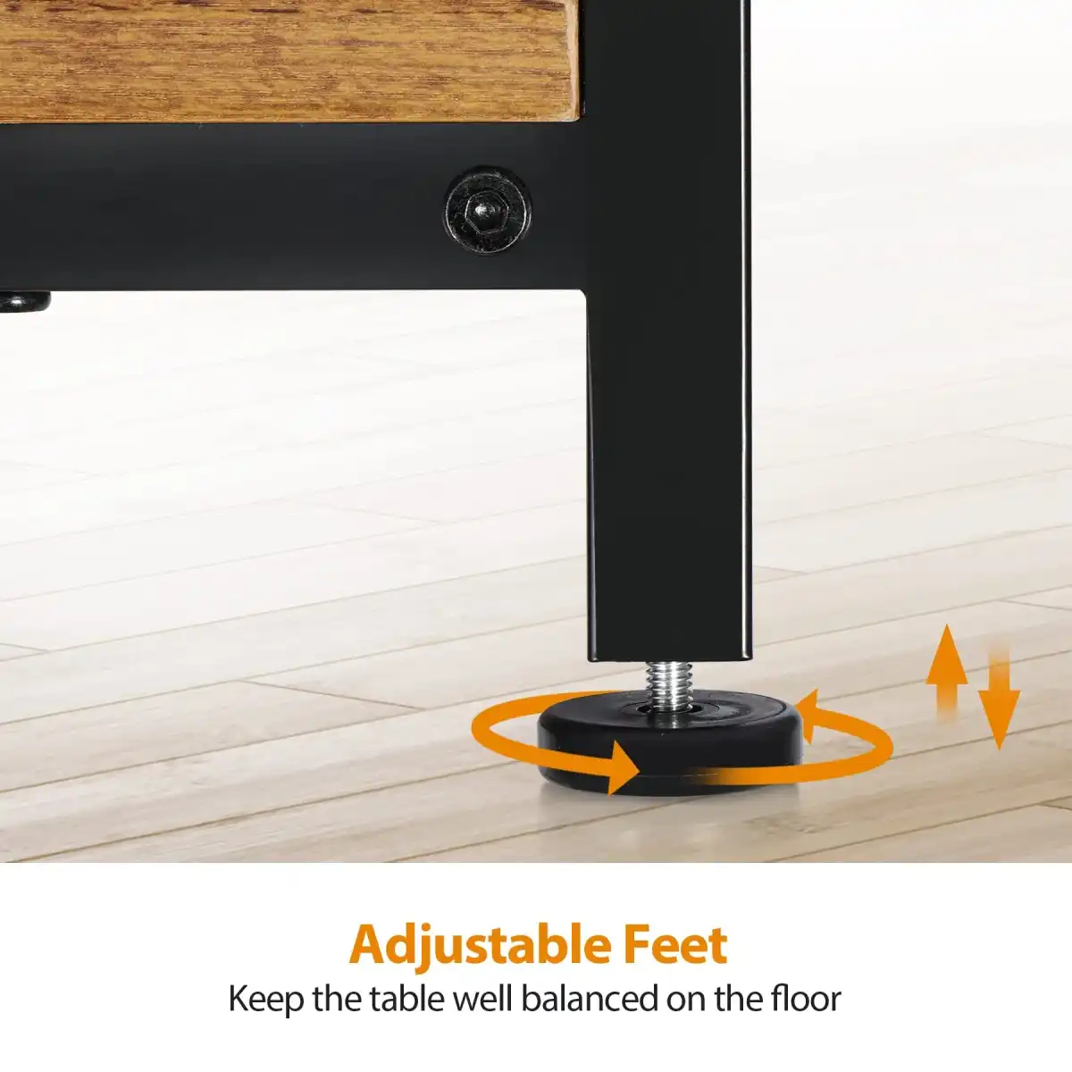 SUPER DEAL 2-Tier Industrial Coffee Table with Storage Shelf for Small Apartment Living Room, Rectangle Wood and Stable Metal TV Stand Side End Table, Retro Brown - Image 7