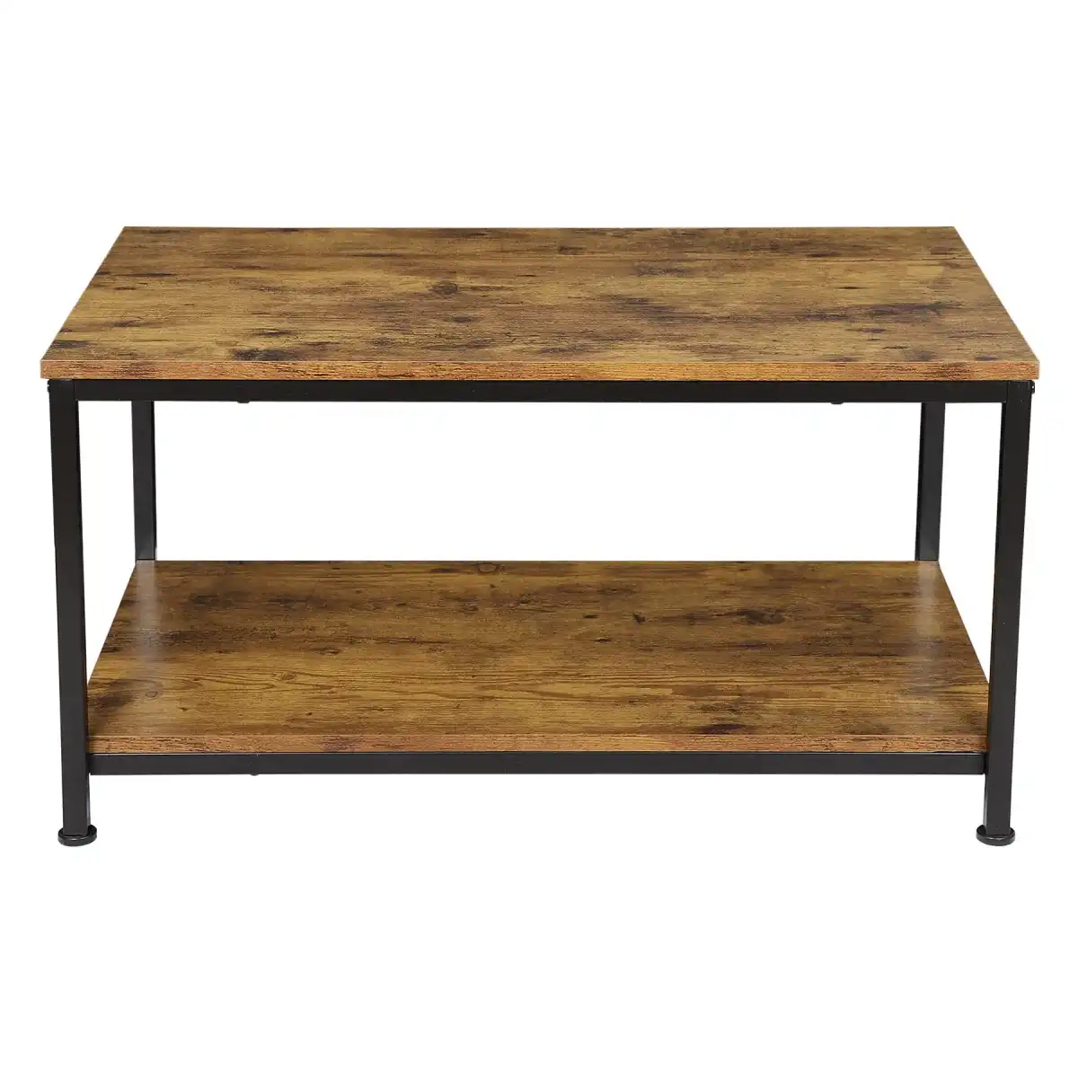 SUPER DEAL 2-Tier Industrial Coffee Table with Storage Shelf for Small Apartment Living Room, Rectangle Wood and Stable Metal TV Stand Side End Table, Retro Brown - Image 6