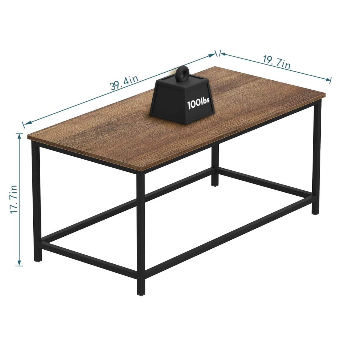 SAYGOER Coffee Table Simple Modern Rectangular Center Table Open Space Minimalist for Living Room Home Office Industrial Cocktail Tables, 39.37 x 19.69 x 17.72, Dark Walnut - Image 5